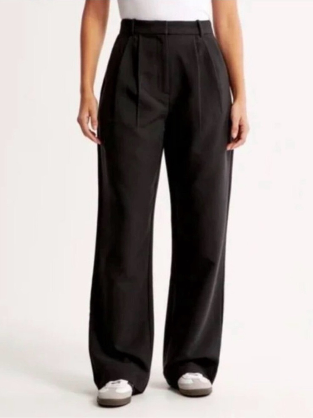 Abercrombie & Fitch Curve Love Sloane Tailored Pleated Trousers Black Size 27